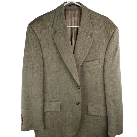 VINTAGE Chaps Ralph Lauren Jacket L Brown Glen Plaid Wool Blazer Canada M/l read - Picture 1 of 10